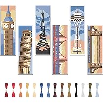 FREEBLOSS Kreuzstich Lesezeichen Set 6-tlg - Bohemian Style Stick Set Für Anfänger