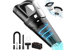 AUFACHIEVE Handstaubsauger Akku Beutellos, 10000Pa Handstaubsauger Auto Nass&Trocken mit LED Licht, 6000mAh Wiederaufladbare Autostaubsauger Handsauger, 10.8V 120W Handstaubsauger Kabellos Auto Staubsauger