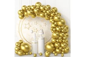 OUSUGA 100 Piezas de Globos Dorados Kit de Arco de Globos de Oro MetáLico 18 12 10 5 Pulgadas Globos de Látede Oro Cromado Para CumpleañOs Bautismo Compromiso de Boda decoraciones de Fiesta de GraduacióN