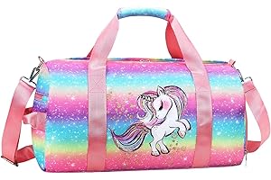 RHCPFOVR Sac de Sport pour Filles,Licorne Sac de Voyage de Nuit Sac de Transport pour Gym Sport Danse avec Compartiment à Chaussures et Poche Humide