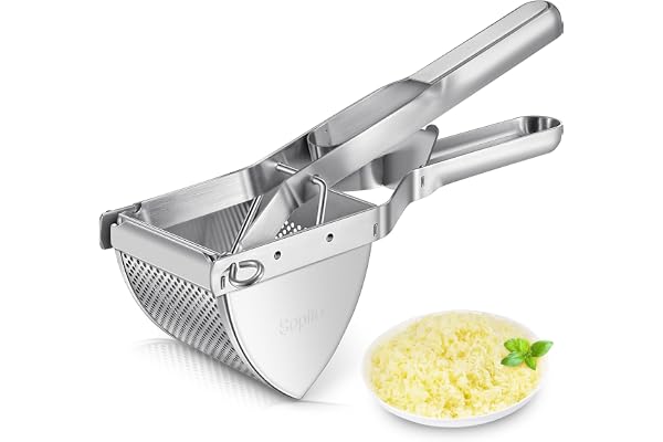 Presse Puree, Sopito Presse Puree Manuel en Inox Détachable Presse Purée, Idéal pour Légumes, Fruits et Aliments Professional Potato Ricer, Argenté