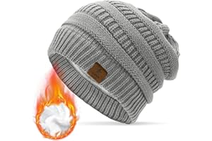 Durio Mütze Damen Winter Strickmütze Grobstrick Warme Beanie mit Innenfutter