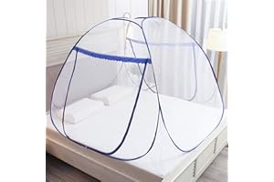 GLKEBY Zanzariera pop up per letto matrimoniale, 180 x 200 x 150 cm, grande tenda portatile da viaggio con doppia porta con cerniera, facile installazione, maglia fine, per camera da letto, campeggio