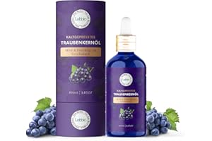 Lebbio Huile de pépins de raisin 100 ml – 100 % naturelle et pressée à froid – Huile de graines de raisin – Soin hydratant naturel – Pour cheveux, peau, massage, visage, barbe et aromathérapie – Omega