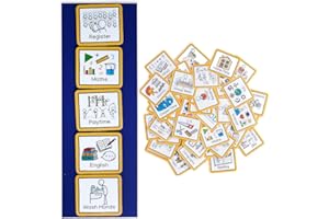 CREATE VISUAL AIDS Visual Timetable for School (Standard) with 40 Visual Symbols or Visual aids Based Around School Life to Reduce Anxiety & Bring Calm for Autism, ADHD, Speech & Language delay & Learning Difficulties.