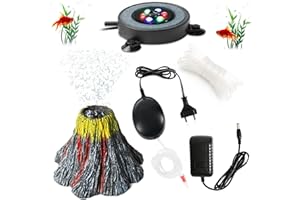 ‎NIKEEYEN Aquarium Sprudler Stein Sauerstoff Pumpe LED Lighting Aquarium LED für Fische Aquarium Luft Stein Lichtpumpe Luftblase Stein Vulkan Lampe Aquarium Deko