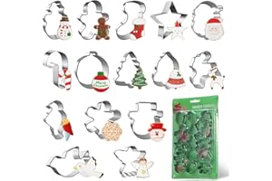 MELLIEX 15 Piezas Mini Moldes Galletas, Navidad Cortadores de Galletas Acero Inoxidable Cookie Cutter para Infantiles