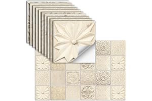 OXIANG 24 Szt. Naklejki Na Kafelki Samoprzylepne Winylowe Wodoodporne Naklejki ŚCienne Do Kuchni PłYtki ŁAzienkowe ŚCienne Kominek Szafka Dekoracyjna Naklejki,HZ-53,10x10 Cm