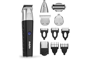 BaByliss Tondeuse Multi-usages Lithium Power 11-in-1 - Kit complet sans fil incluant une tondeuse barbe,cheveux et nez, oreilles et sourcils, Waterproof, Noir/Gris, MT812E