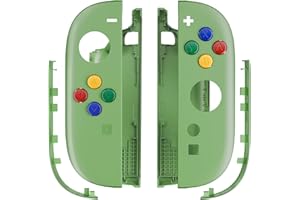 eXtremeRate Ersatz Case & Buttons Set für Switch 2 Joycons, Essence Version DIY-Faceplate/Back Cover/Griff Deko Streifen/ABXY D-Pad-Tasten Zubehör für Nintendo Switch 2 Joy Con-Matcha Grün