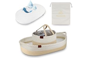 Kenuak® Wickelauflage, Baby Wickelkorb, Reise-Wickelunterlage, Moseskorb, Wickelaufsatz, Wickeltischauflage für Kommode, Babyzimmer Dekoration, Schaumstoffmatratze + wasserabweisender Bezug