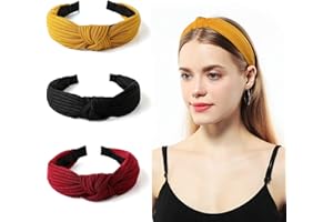 Gloppie Headbands for Women Knotted Headband Workout Hairbands Top Knot Head Bands for Girls Fall Fashion Hair Accessories 3 Pack