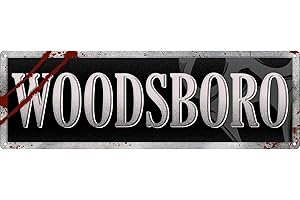 GRINDSTORE Woodsboro Plaque fine en étain 30,5 x 10,1 cm