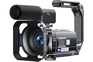 CAMWORLD Caméra vidéo 5K 56MP Caméscope Vlogging Caméra YouTube, WiFi Vision nocturne 3" Écran tactile rotatif à 270° Video Camera avec carte 64 Go, microphone, stabilisateur, télécommande, 2 piles, trépied