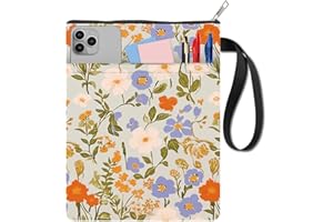 CRASPIRE Custodia per Libri da 11x8.6 Pollice con Foglie e Fiori Selvatici Copertina Morbida Custodia in Tessuto Lavabile Manico con Cerniera Tasca Anteriore Extra per Amanti dei Libri Lettori