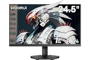 KOORUI Monitor Gaming 180Hz, 24.5 Pulgadas Monitor PC,Pantalla Ordenador FHD (1920 x 1080) 1ms, VA, 2xHDMI y DisplayPort, Adpitive Sync, sRGB 99%, VESA 75 * 75mm, Eye Care