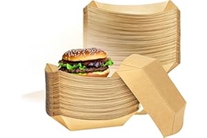 tortoba Large Kraft Trays, 100 pcs Disposable Cardboard Food Containers, Kraft Brown Paper Tray, Take Out Food Serving Boats,Trays for Party Snacks,Nachos,Hot Dogs Boats Tacos Tray