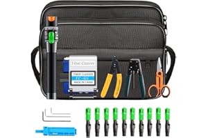LIAYTRSS FTTH Kit Outils Fibre Optique avec Cliveuse Fibre Optique FC-6S, Localisateur Visuel de Défauts 30mW 30KM, Connecteur froid rapide de Fibre Optique SC/APC, Kit de Connection à froid fibre optique