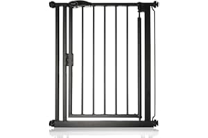 Safetots Barrière de Sécurité à Pression à Fermeture Automatique, Étroit, 68.5 cm - 75 cm, Noir Mat, Barrière d'Escalier à Fermeture Automatique pour Bébé, Barrière de Sécurité