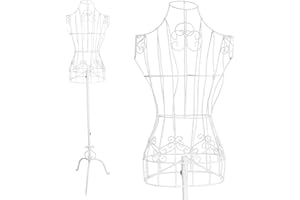 ‎PRIMOLIVING PrimoLiving Metall Schneiderpuppe Ana in Weiß - höhenverstellbare Vintage Kleiderpuppe - ideal als weibliche Schaufensterpuppe oder Kleiderständer - P-05941