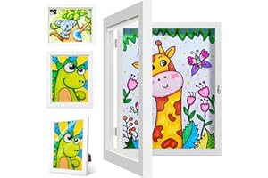 BEAUTLOHAS. 1 Stück Kinder-Kunstrahmen mit Frontöffnung, Klapprahmen aus Holz,Klapprahmen zur Kunstfotorahmen, Bilderrahmen mit Öffnung vorne zum Aufbewahren und Präsentieren von , ideal für Kinderzeichnungen