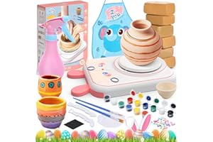 Skirfy Töpferset für Kinder, Töpferscheibe Elektrisch für Kinder, Mini Töpferscheibe mit Töpferton,Töpferset für 6-jährige Jungen und Mädchen, Weihnachts- und Ostergeschenke zum Geburtstag