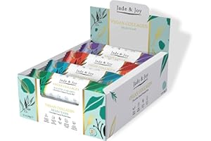 Jade & Joy Collagen Protein Bars, 12 Bar Selection Box, 15g Protein, 2.5g of Plant Collagen, Hyaluronic Acid, Low Sugar, High Fibre, Low Calories, Gluten Free, Dairy Free, Vitamins & Minerals, 12x50g