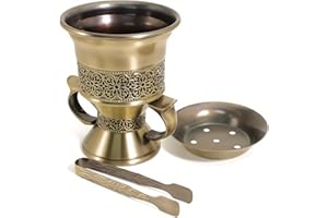 BEYLAB Bruciatore di incenso in resina franchincenso, bruciatore di incenso Bakhoor, carbone, con pinza per manico, per yoga, aromaterapia spa - Bronzo