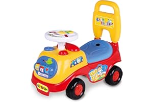 LEOM Kids First Ride On Car Push Along Musical Buggy Car First Step Kids Toddlers Walker Learning Toys Horn Sound Storage Fun Entertainment Toy (Red)