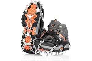 AGPTEK Ice Tacchetti 19 Denti, Ramponi da Ghiaccio per Scarpe Portabile Neve Ramponi per Donna e Uomo con Ottimo Grip per Passeggiate, Jogging o Escursioni Camping su Neve e Ghiaccio