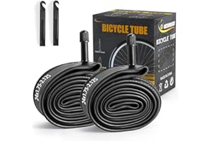 GESINIKAD 2 Pack 24 Inch Bike Tube AV32mm Schrader Valve, 24" Bicycle Tube for 24 x 1.75/1.9/1.95/2.0/2.1/2.125 Bike Tire, Butyl Rubber Inner Tube with 2 Tire Levers for Mountain MTB Bike