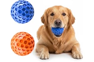 Ziyonix 2 Piezas Pelota Interactiva para Perros, Juguetes Interactivos Perro de Caucho Natural Indestructible, Squeaky Dog Ball para Perros Pequeños Medianos Grandes, Ø 5.5cm