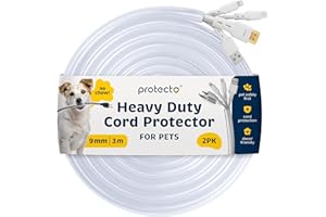PROTECTO 2-Pack Wire Protector from Pets, Clear Cable Sleeve Animal Proof, 3m Odor-Free Cat & Dog Chew Resistant Floor Cable Cover, Plastic Cord Organiser for Power, Lightning, RCA & HDMI Cables