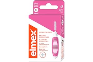 elmex Cepillo interdental rosa (tamaño 0, 0,40 mm), 1 x 8 unidades, cepillo interdental para la limpieza de pequeños espacios interdentales