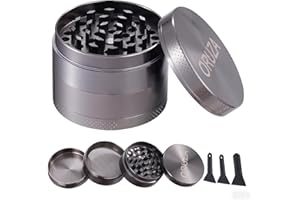 ORUZA Herb Grinder, Aluminium Spice Grinder with Pollen Catcher and Magnetic Top, Portable Grinder for Dry Herb and Spice (55mm)