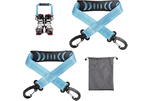 LASUROA 2pcs Ski Boot Carrier Straps with Storage Bag, Portable Ski Carrier Straps Backpack Straps Ski Shoulder Sling Ski Bag Shoulder Strap Skate Leash Roller Skate Leash Ski Accessories