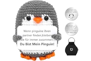 SPRINLOT Mini Pinguin Ich Liebe Dich Geschenke, Jahrestag Geschenk für Frauen, Pinguin Puppe mit Liebesmünzen Karte, Pocket Hug Pinguin, Romantische Geschenk für Ehefrau Hochzeitstag Valentinstag Geburtstag