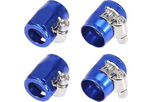 X AUTOHAUX 4pcs AN6 Hex Blue Car Hose Finisher Clamp Adapter Fitting