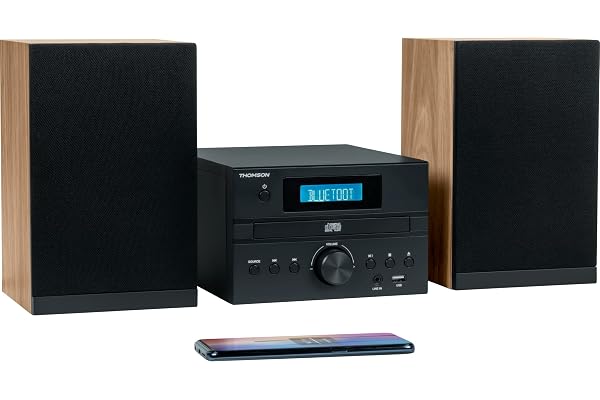 Thomson Micro Chaine Bluetooth Radio CD MP3 (Bois et Noir)