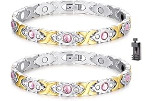 Yizemay Magnetarmband Damen, 2 Stück Magnetische Armbänder für Frauen mit Entfernungswerkzeug Armband Damen Reduziert Schmerzen und Arthritis Edelstahl Therapeutisches Magnet Armband