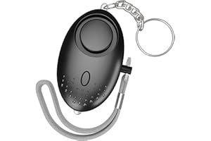 CALMYOTIS Alarme Personnelle, Anti Agression Porte-Clés - 150dB Alarme de Poche de Sécurité d'Urgence avec Lumière LED - Avertisseur de Prévention pour les Femmes et Enfants (Noir)