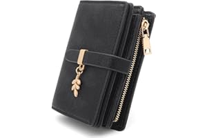 GOUNNU Geldbörse Damen Klein Portemonnaie Damen PU Leder Portmonee mit RFID Blockierung Kleines Geldbeutel und Reißverschluss Münzfach Druckknopf und 17 Kartenfächer Kurzformat Portmonee (Schwarz)