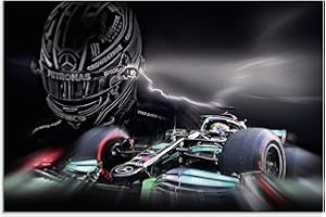 ‎ARTLAND ARTland Wandbild Alu Verbundplatte für Innen & Outdoor Bild 90x60 cm Formel 1 AMG Mercedes Lewis Hamilton Rennauto Motorsport U4LB
