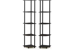 Furinno Turn-N-Tube Présentoirs d'Angle Polyvalents à 5 Niveaux, Noir, ensemble de 2, Espresso/Black, One Size