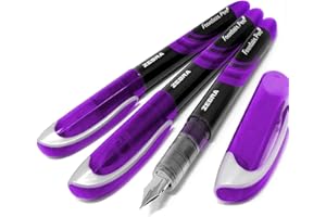 GREENBOX Zebra Fuente - Disposable Fountain Pen - Purple Ink - Pack of 3