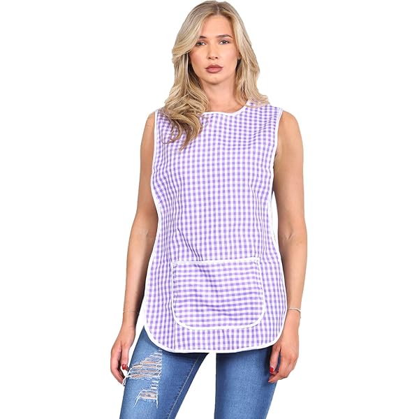 NEW LADIES SIZES 8-30 DOGTOOTH PATTERN OVERALL TABARD APRON WITH