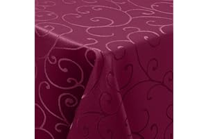 Homaxy Tischdecke Abwaschbar Rechteckig 130x200cm Polyester Tischtuch Tafeldecke Jacquard Tischwäsche Ornamente Schmutzabweisend Pflegeleicht, Weinrot