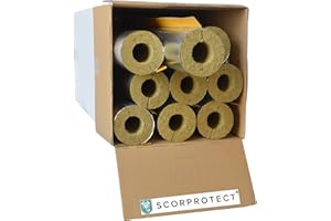 SCORPROTECT Cartón lleno de aluminio laminado tubo aislamiento lana de roca con conductividad térmica 0.040 (lana de roca, 54 x 30 mm x 1 metro)