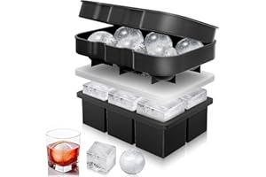 LUCKEA Cubitera Silicona (2 Piezas), Cubiteras Para Hielo Grande & Molde Hielo Redondo con Embudo, Liberación Fácil, Sin BPA Ice Cube Tray para Whisky, Cócteles, Alimentos para Bebés, Bebidas