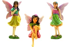 PRETMANNS Fairies for Fairy Garden - Colorful Accessories for an Indoor or Outdoor Miniature Garden - An Adorable Figurine Kit – 3 Pieces